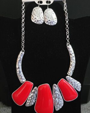 Antique Silver/Red Necklace