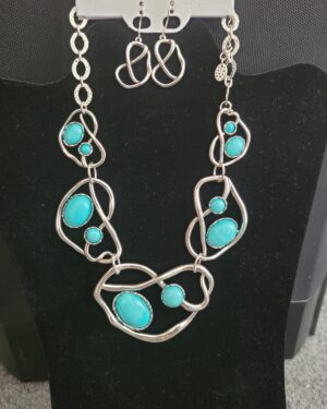 Turquoise Wavy Multi Gemstone Necklace