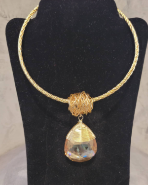 Gold & Topaz Crystal Stone Choker Necklace